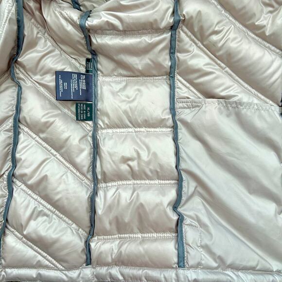 Kenneth Cole Light Creamy Duck Down Quilted Puffer Coat Cozy Minimalist XL - Picture 5 of 8